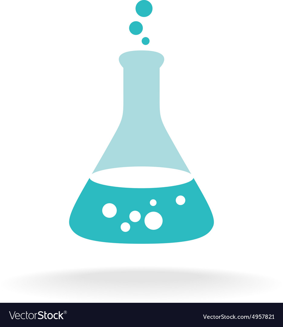 Chemical logo with flask Royalty Free Vector Image