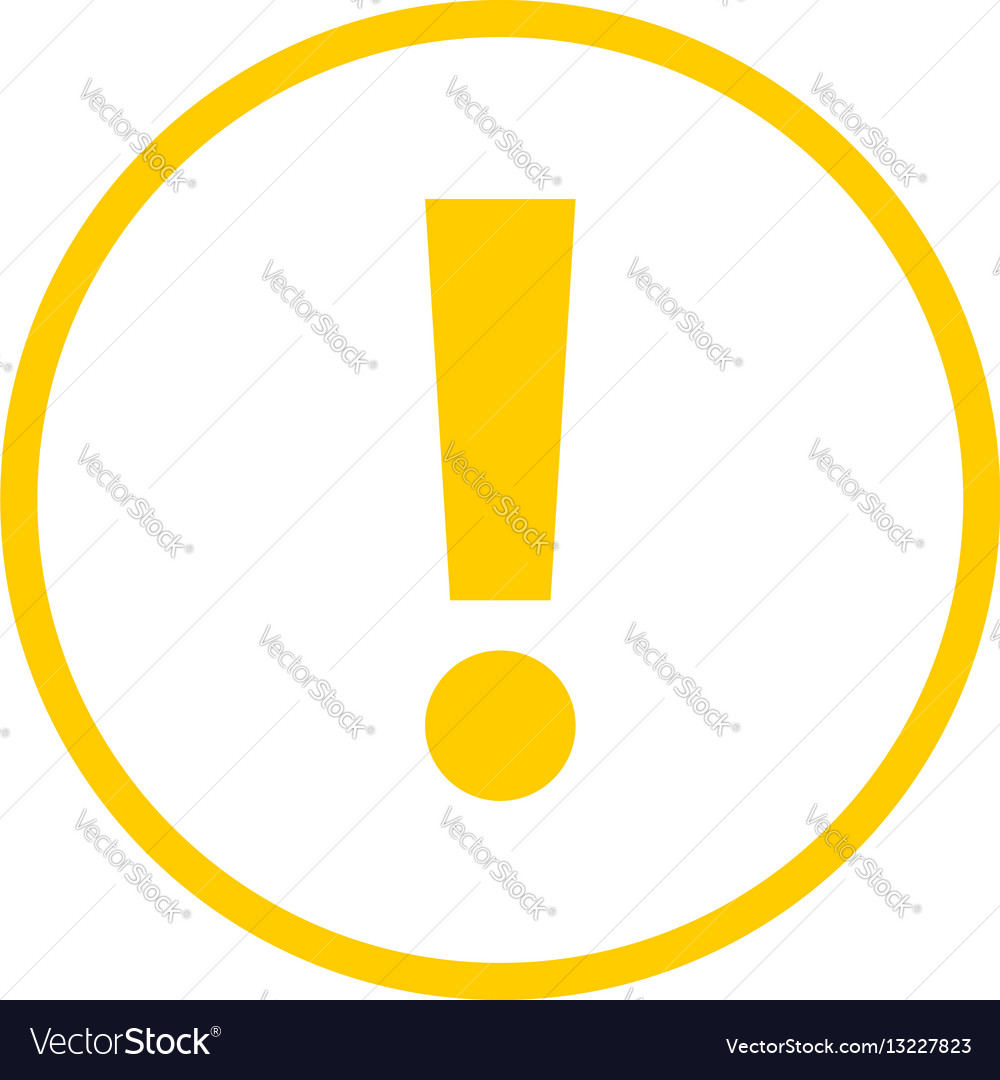 Yellow circle exclamation mark icon warning sign Vector Image