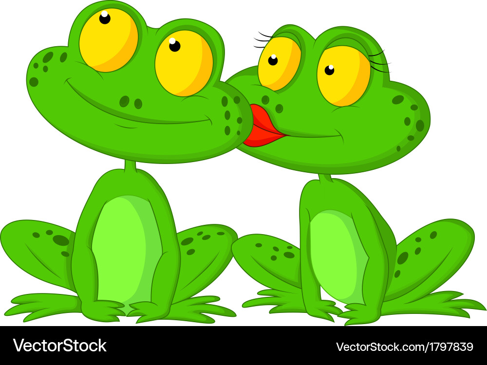 Frog cartoon kissing Royalty Free Vector Image