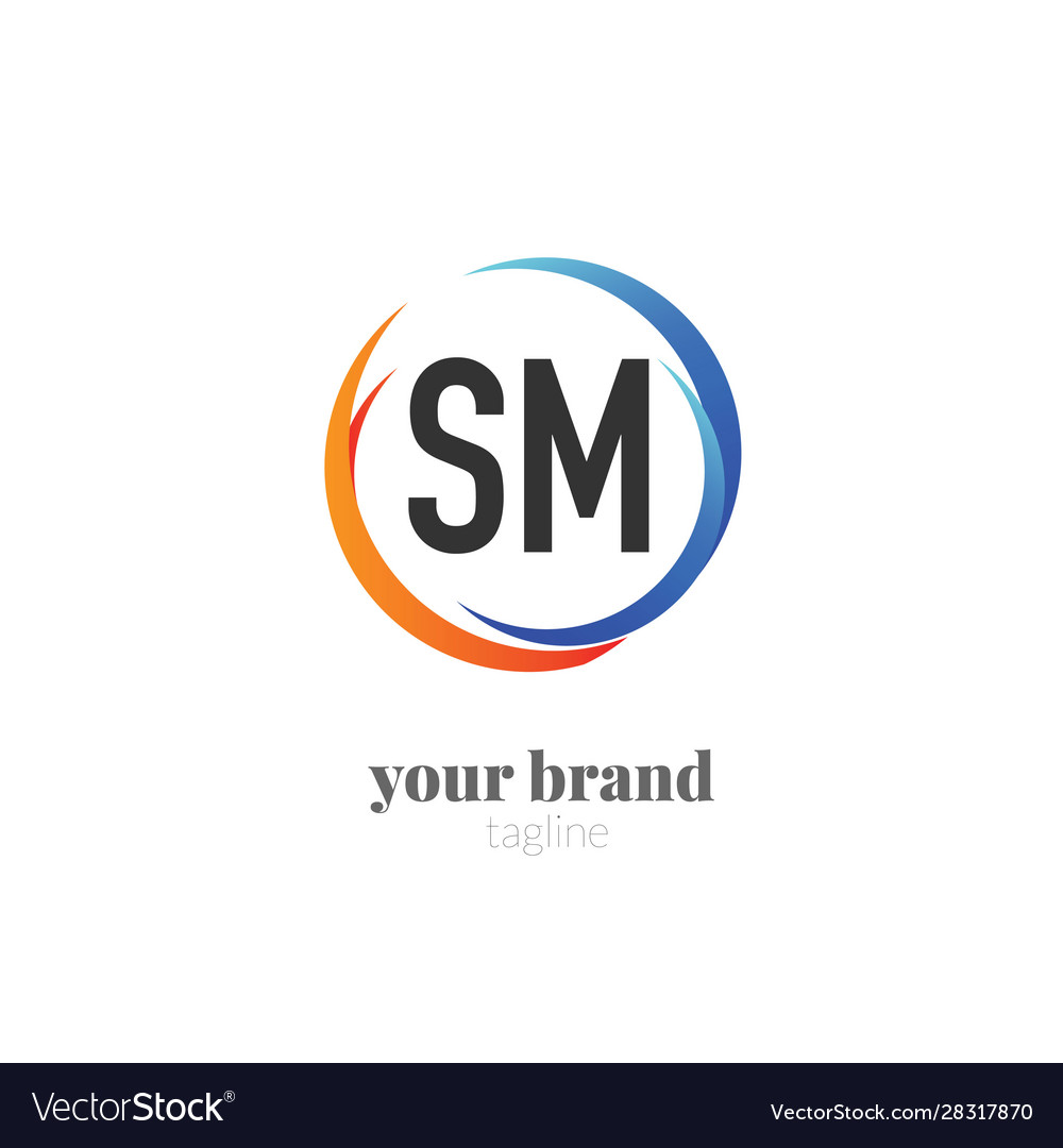 Initial Letter Sm Creative Swoosh Design Logo Vector Image