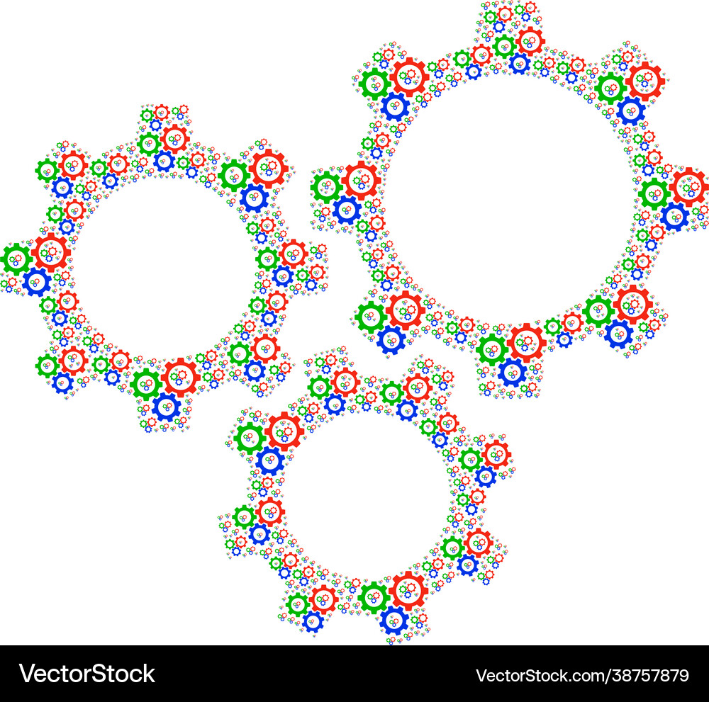 Gear box recursive collage itself items Royalty Free Vector