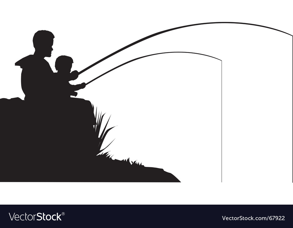 Download Father and son fishing Royalty Free Vector Image