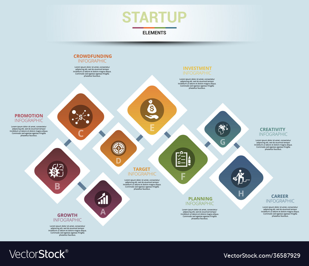 Infographic Startup Template Icons In Different Vector Image Infographic Startup Template Icons In Different Vector Image
