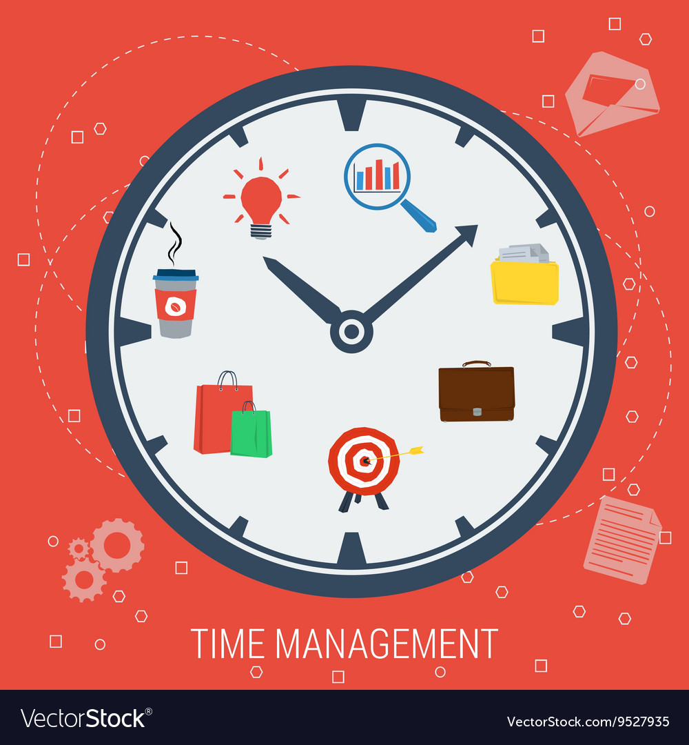 Clock - concept time management Royalty Free Vector Image