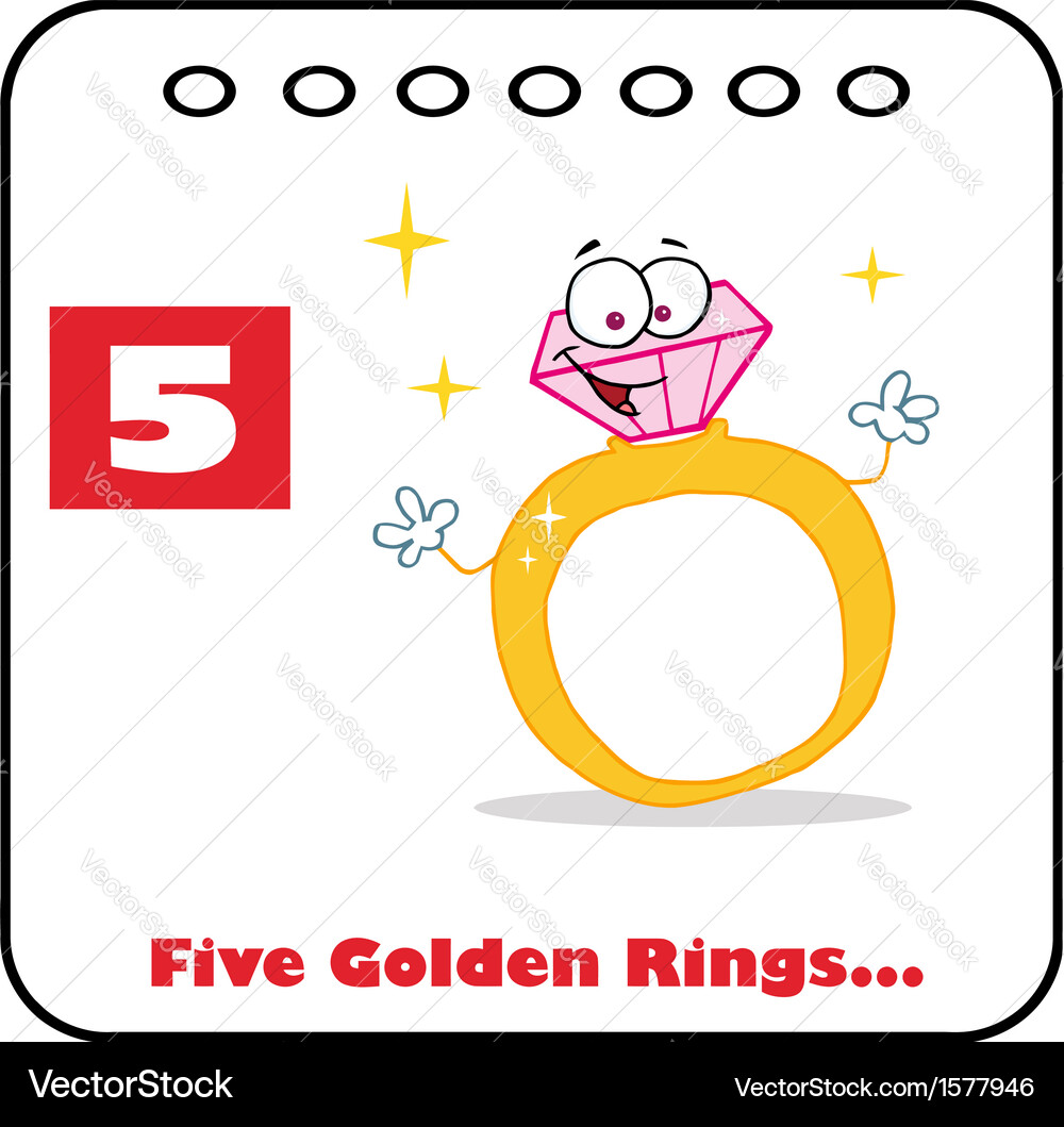 Five golden rings cartoon Royalty Free Vector Image