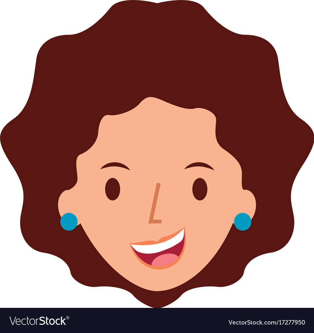 Download Woman face smiling character with earrings Vector Image