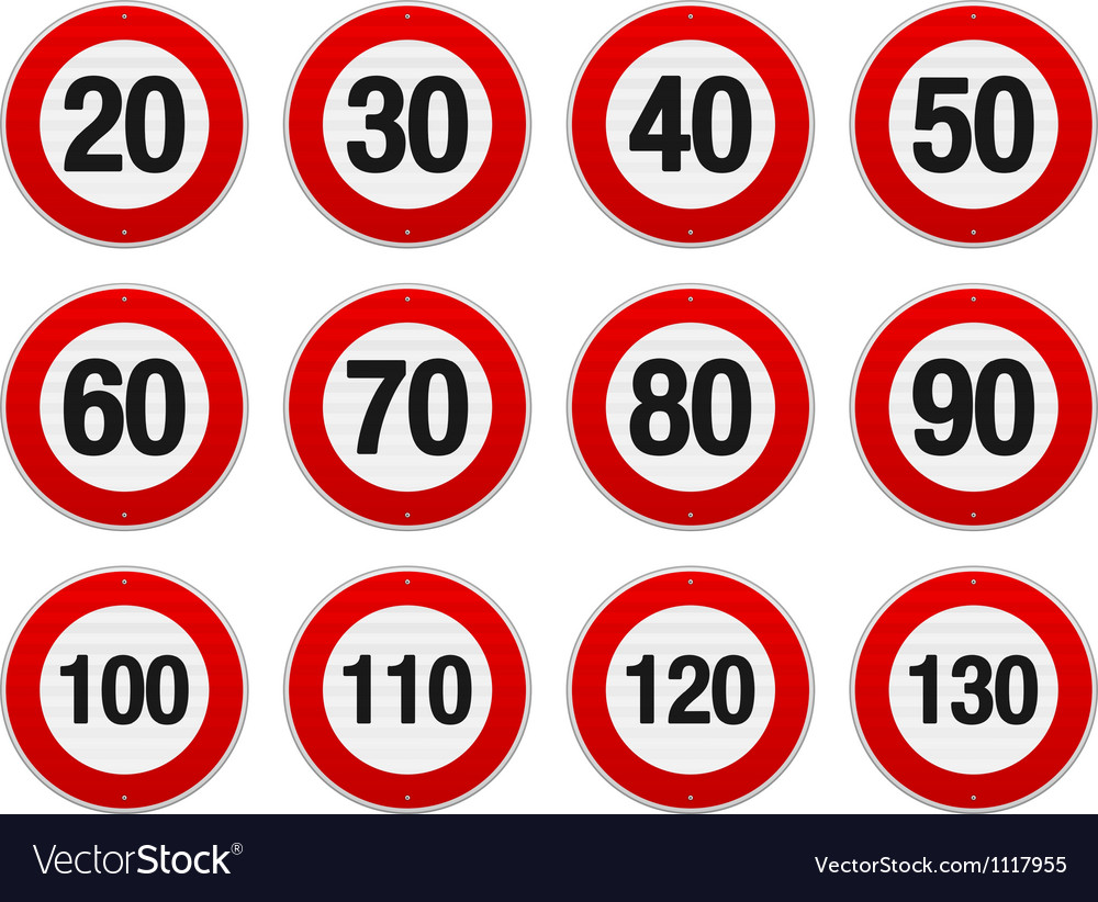 Speed Limit Sign Set Royalty Free Vector Image