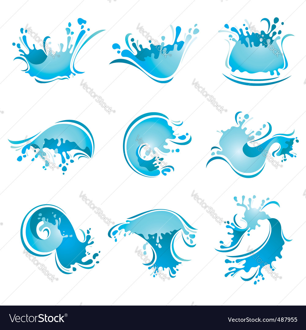 Splashing waves and water vector Royalty Free Vector Image