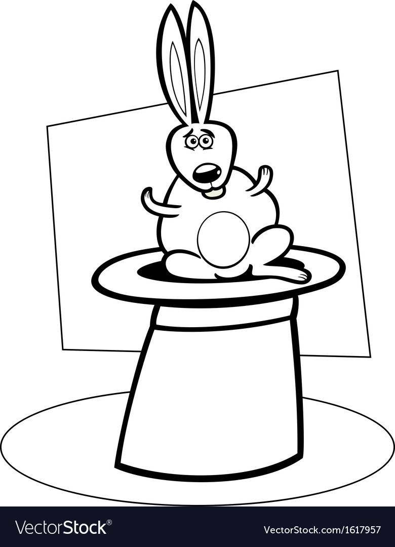 rabbit in hat cartoon for coloring book vector image