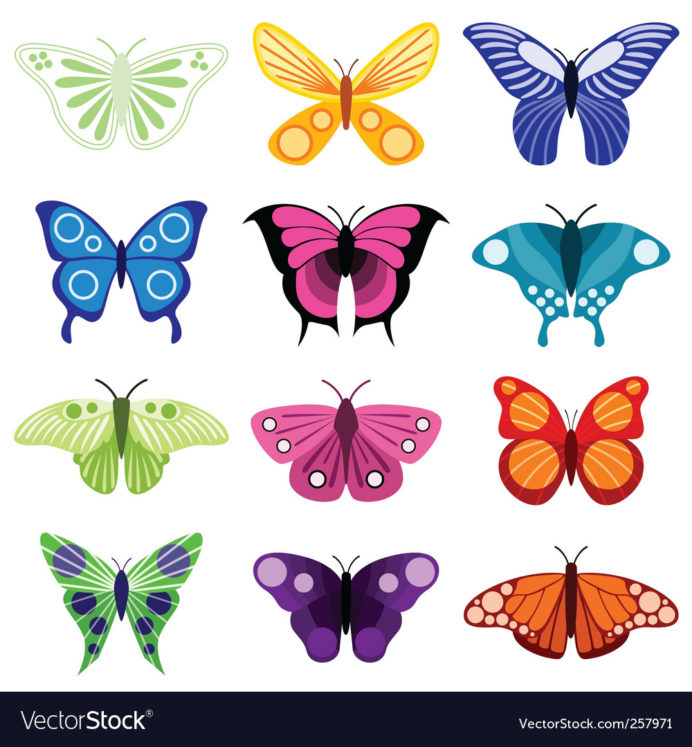 Butterfly icons Royalty Free Vector Image VectorStock
