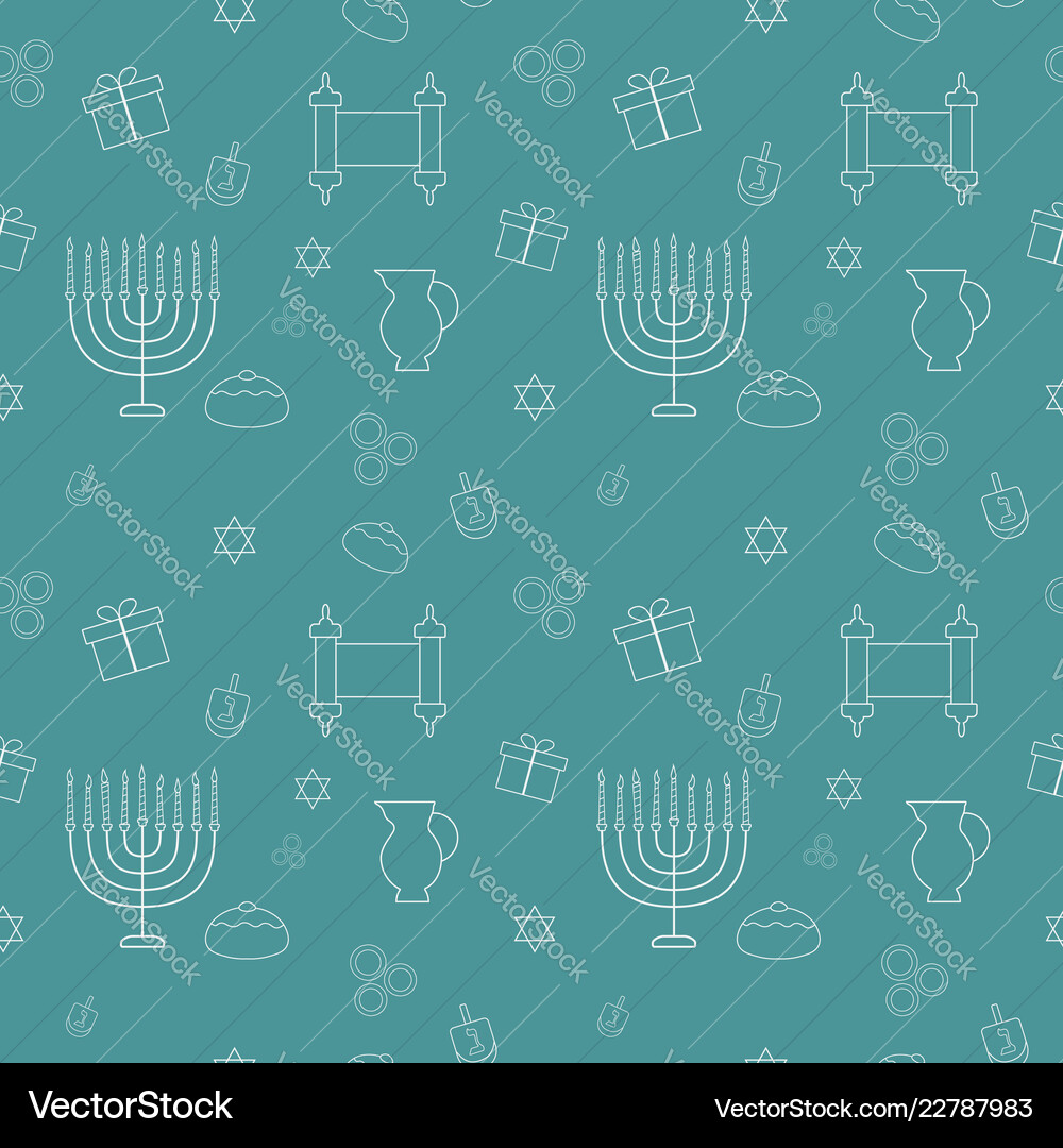 Hanukkah holiday flat design white thin line Vector Image