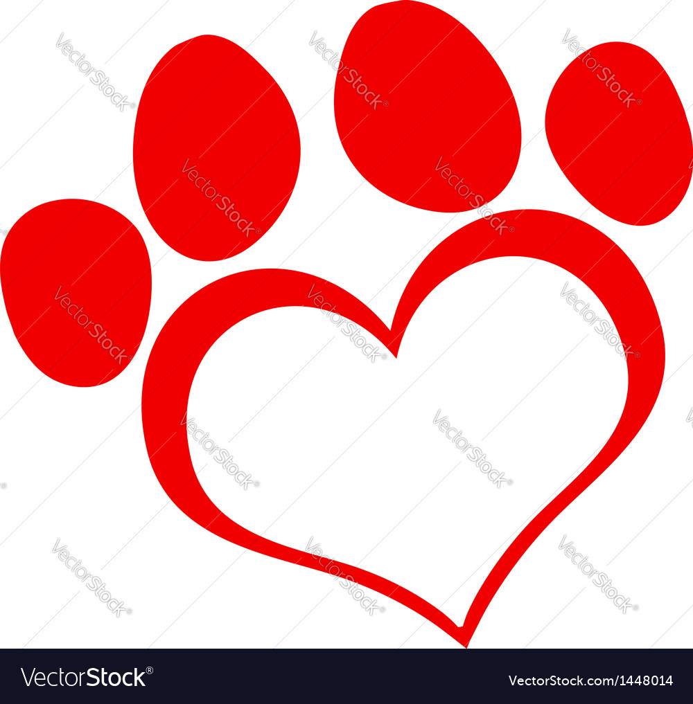 Red Love Paw Print Royalty Free Vector Image - VectorStock