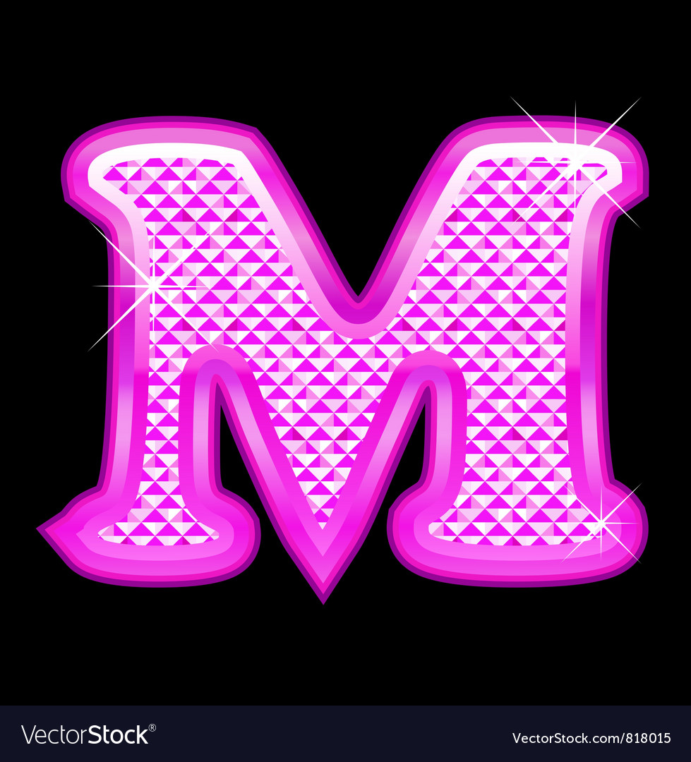 M letter pink bling girly Royalty Free Vector Image