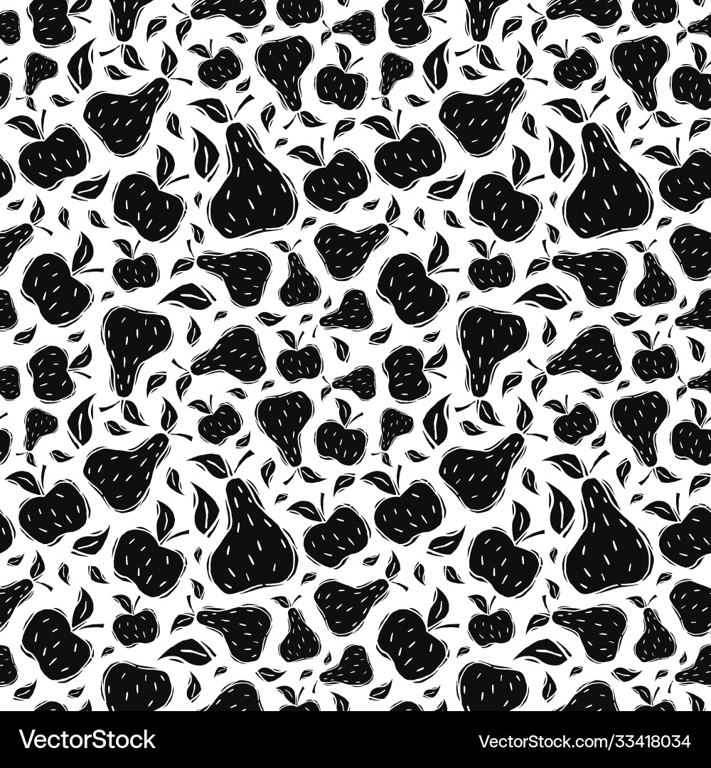 Pears and apple seamless pattern Royalty Free Vector Image