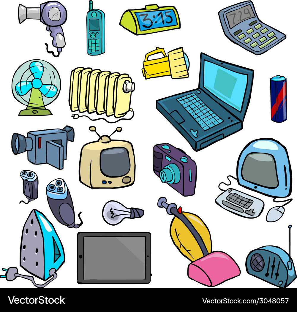Cartoonish electric devices Royalty Free Vector Image