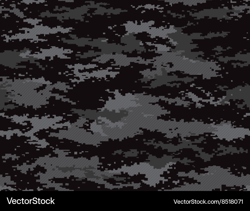 Pixel camouflage stealth black seamless pattern Vector Image