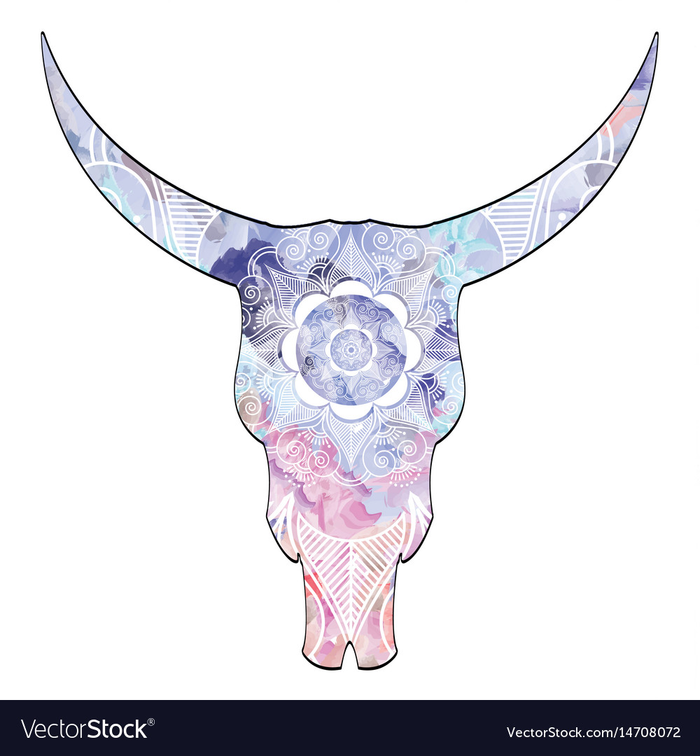 Download Mandala animal skull in watercolors Royalty Free Vector ...