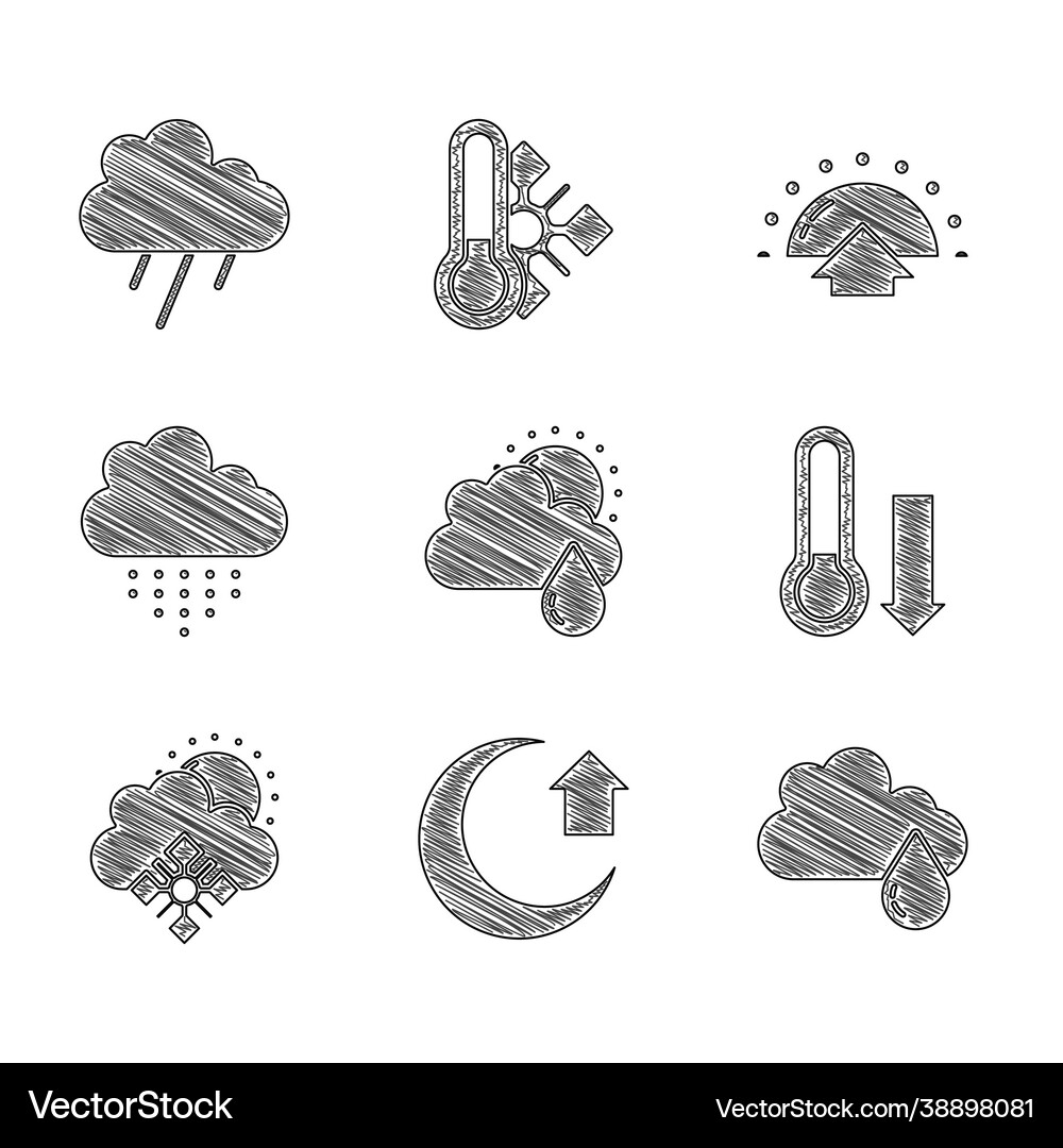 Set cloud with rain and sun moon meteorology Vector Image