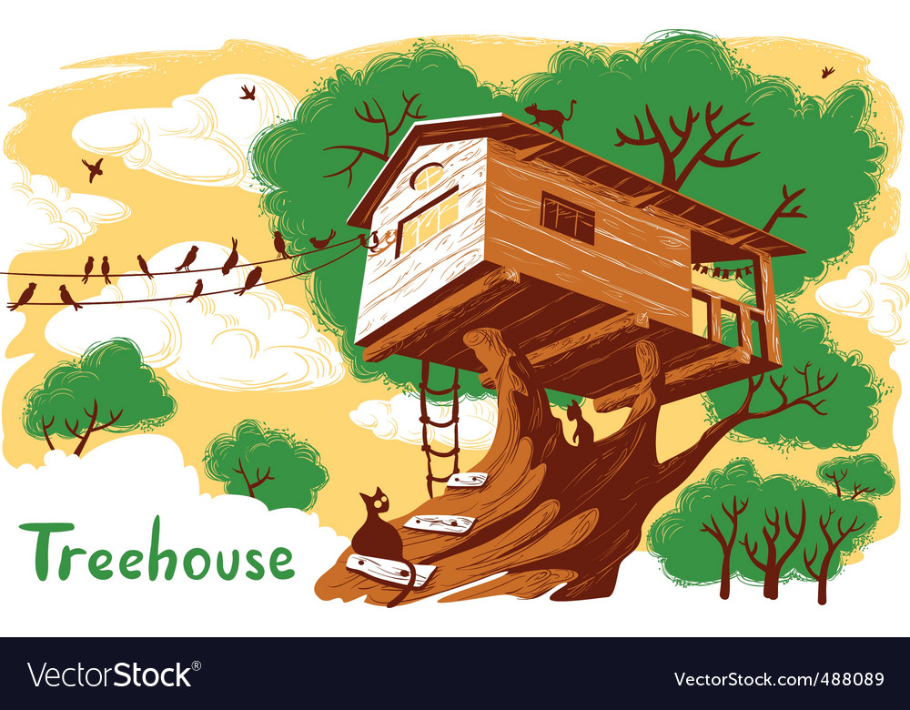 Tree house Royalty Free Vector Image - VectorStock