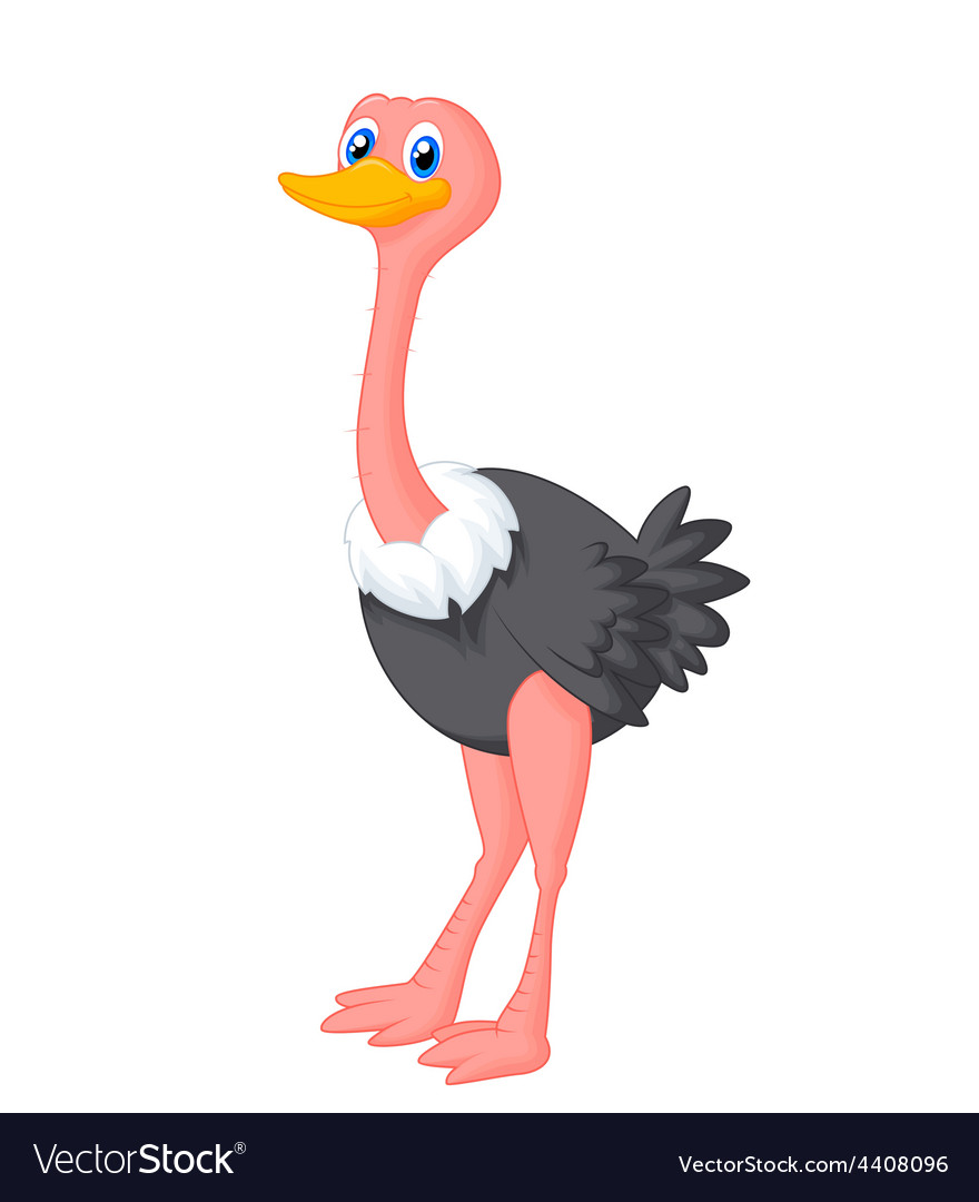 Cute ostrich cartoon Royalty Free Vector Image