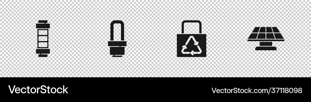 Set battery led light bulb paper bag Royalty Free Vector