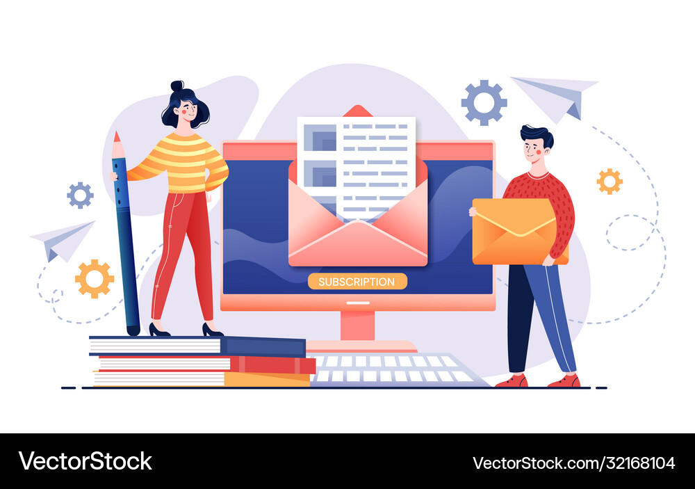 Email services concept with opened letter Vector Image