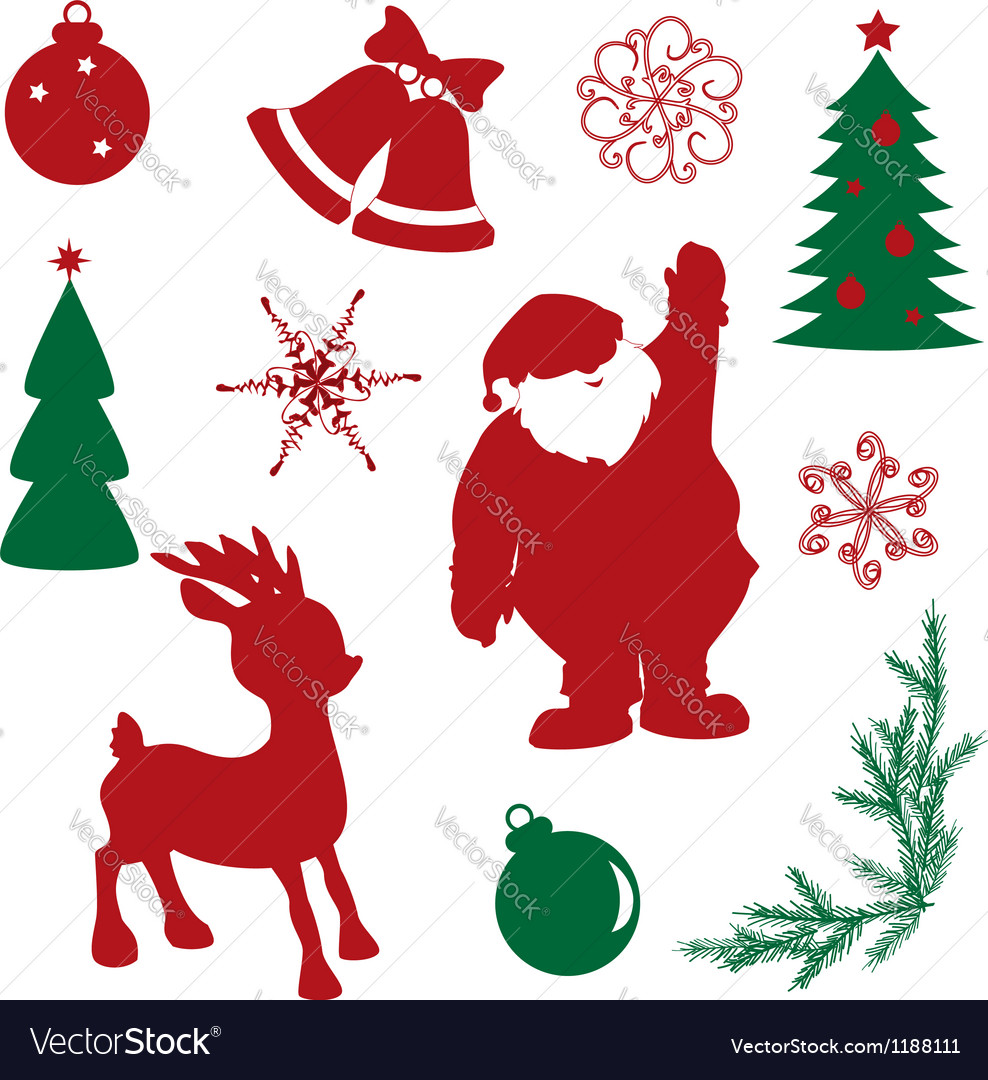 Download Set of christmas silhouette shapes Royalty Free Vector Image