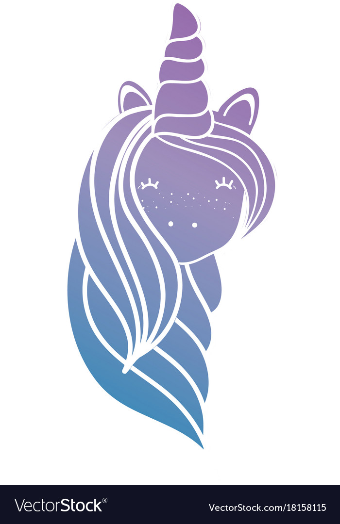 Silhouette cute unicorn head with hairstyle Vector Image