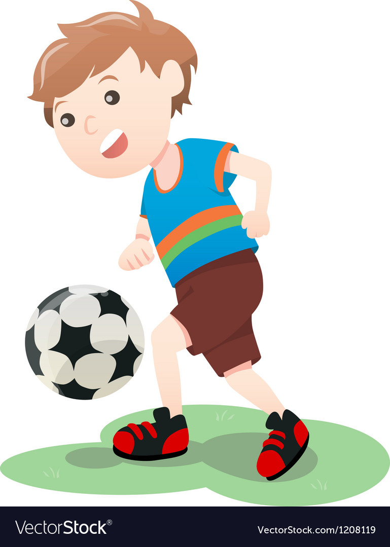 Boy Playing Soccer Ball Cartoon Royalty Free Vector Image