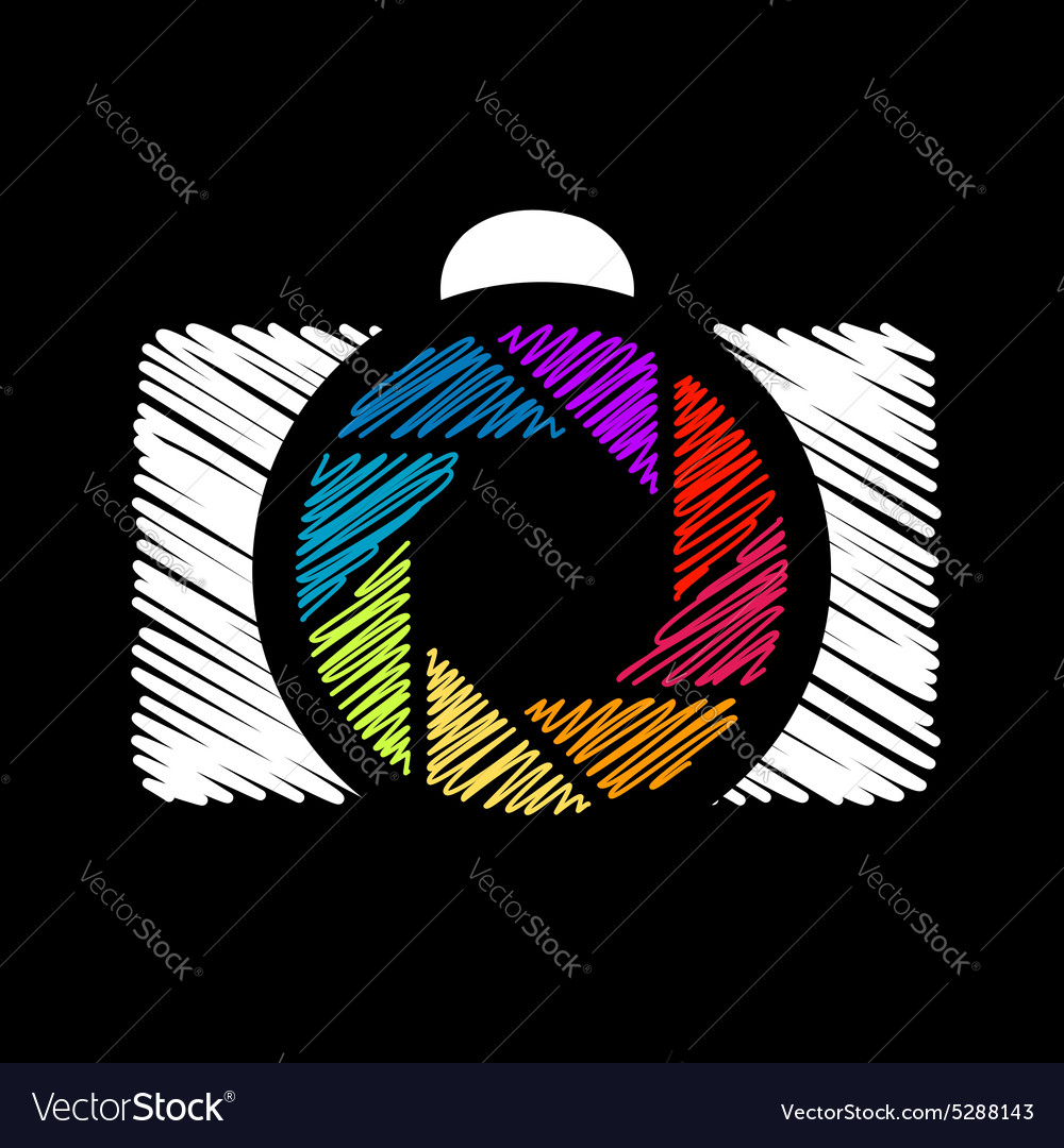 Camera with colorful aperture- photography logo Vector Image
