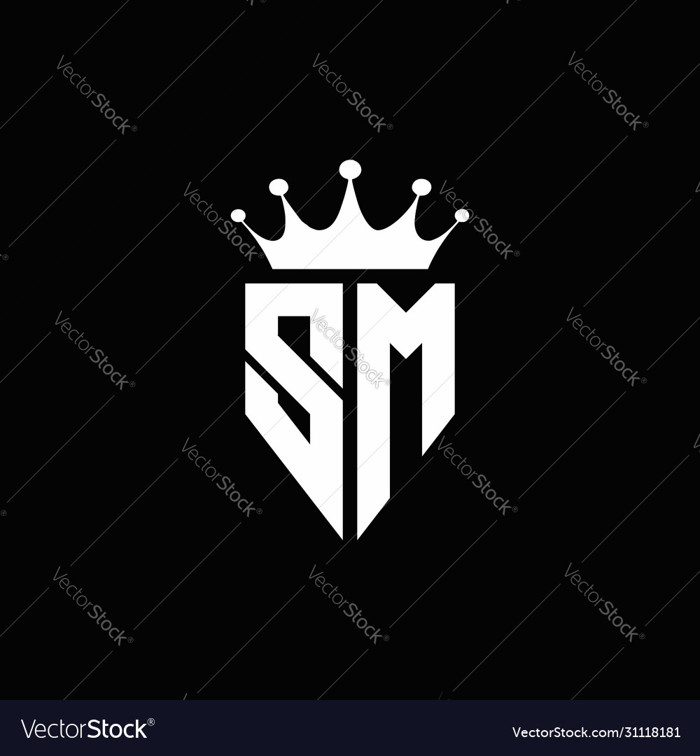 Sm Logo Monogram Emblem Style With Crown Shape Vector Image