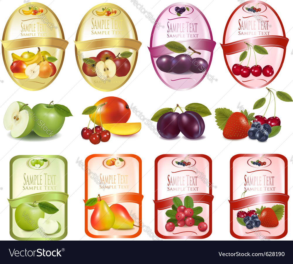 Fruit labels Royalty Free Vector Image VectorStock