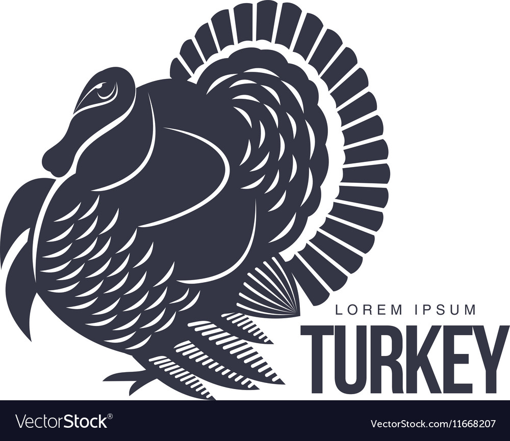 Download Stylized turkey silhouette graphic logo template Vector Image