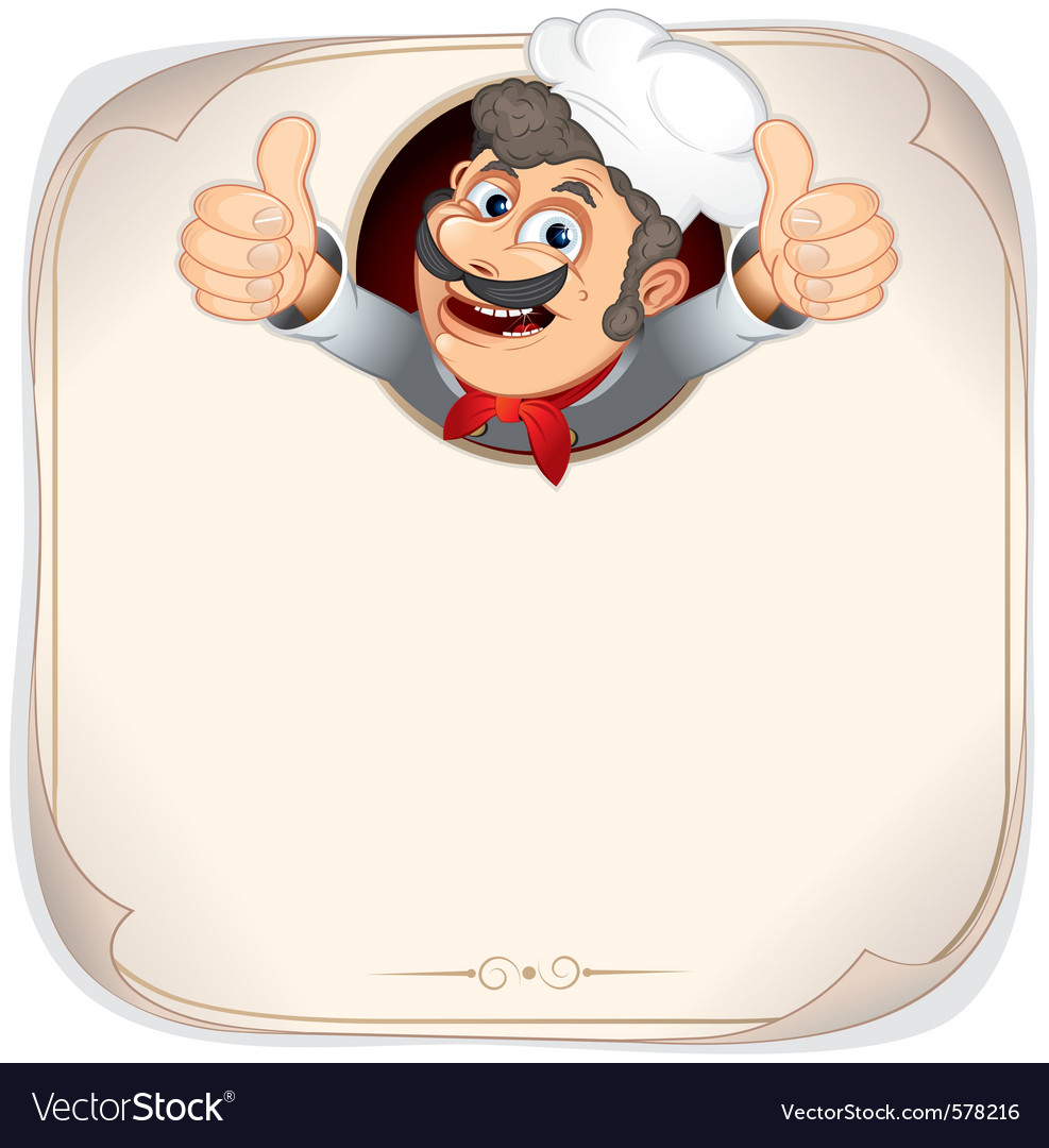 Cartoon Chef With Menu Background Royalty Free Vector Image