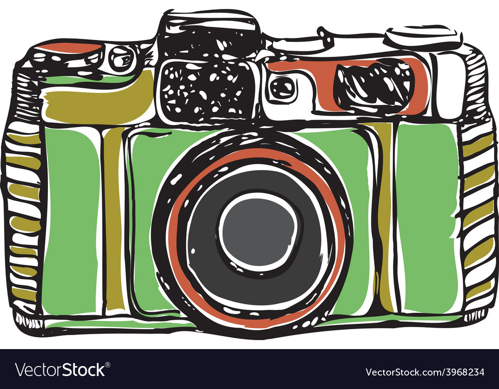 Vintage Film Camera Black Outline On A White Vector Image Vintage Film Camera Black Outline On A White Vector Image