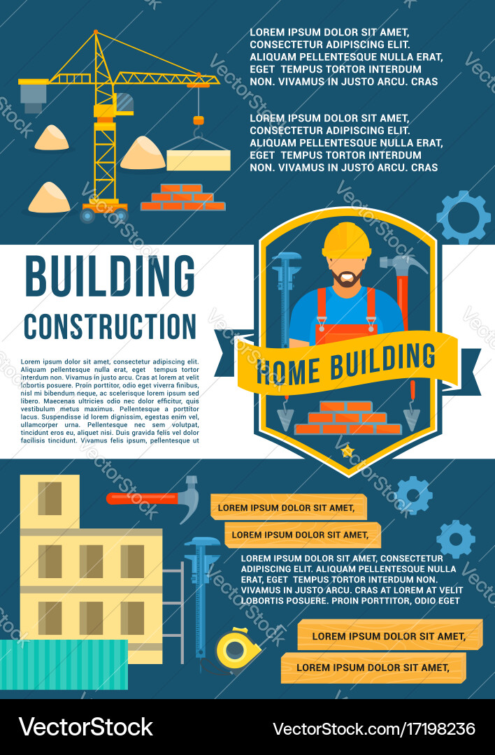 House construction and building poster Royalty Free Vector