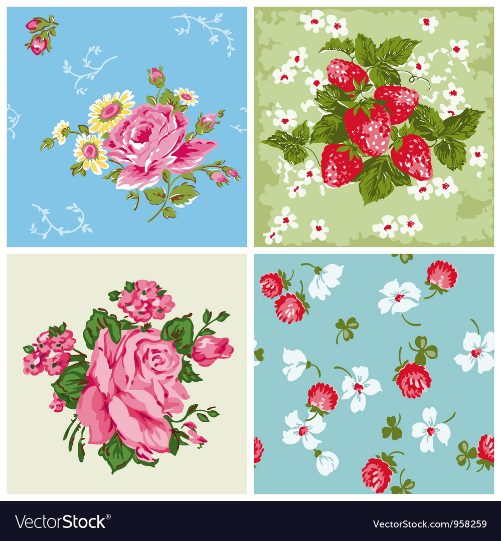 Set Of Seamless Vintage Floral Backgrounds Vector Image Set Of Seamless Vintage Floral Backgrounds Vector Image