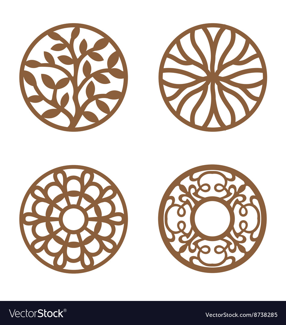 flower design laser cut wood coaster vector 8738285