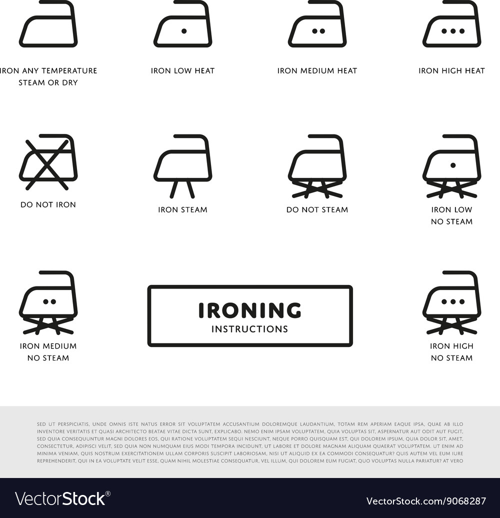 Laundry ironing symbols icon set Royalty Free Vector Image
