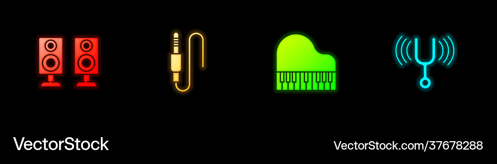 Set stereo speaker audio jack grand piano Vector Image
