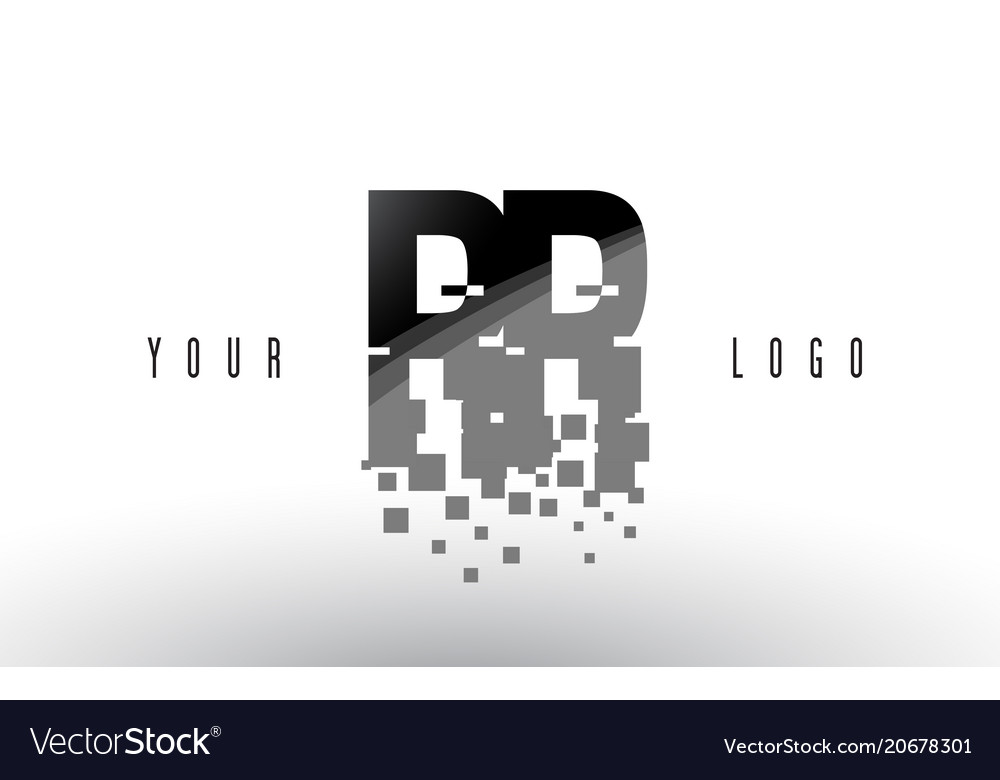rr r pixel letter logo with digital shattered vector image pixel letter r
