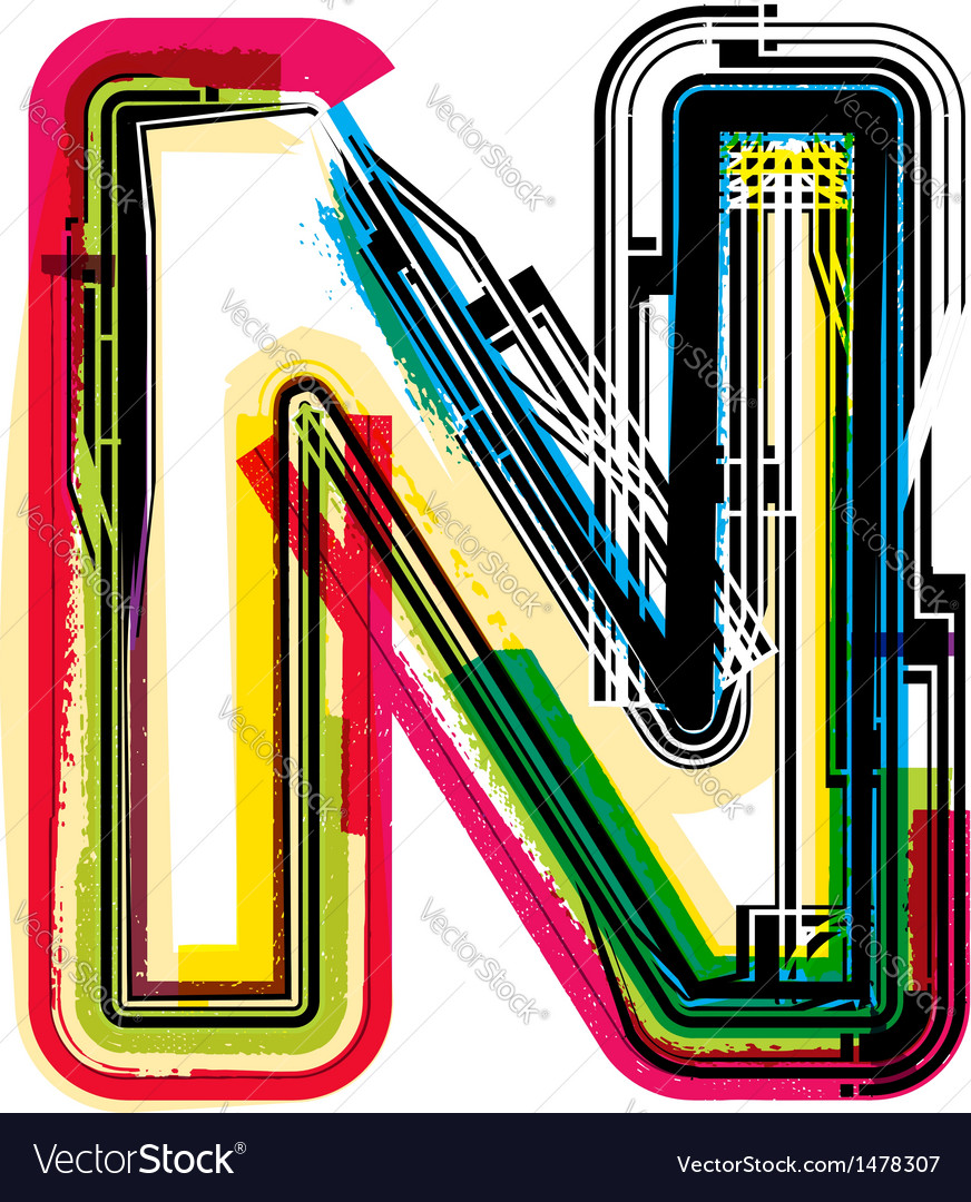Colorful Grunge font LETTER N Royalty Free Vector Image