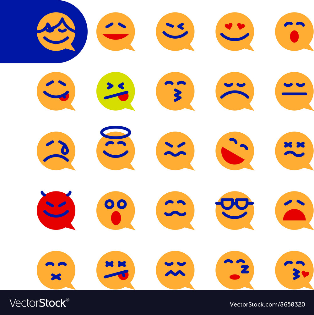 Set of emoji speech bubble emoticons Royalty Free Vector