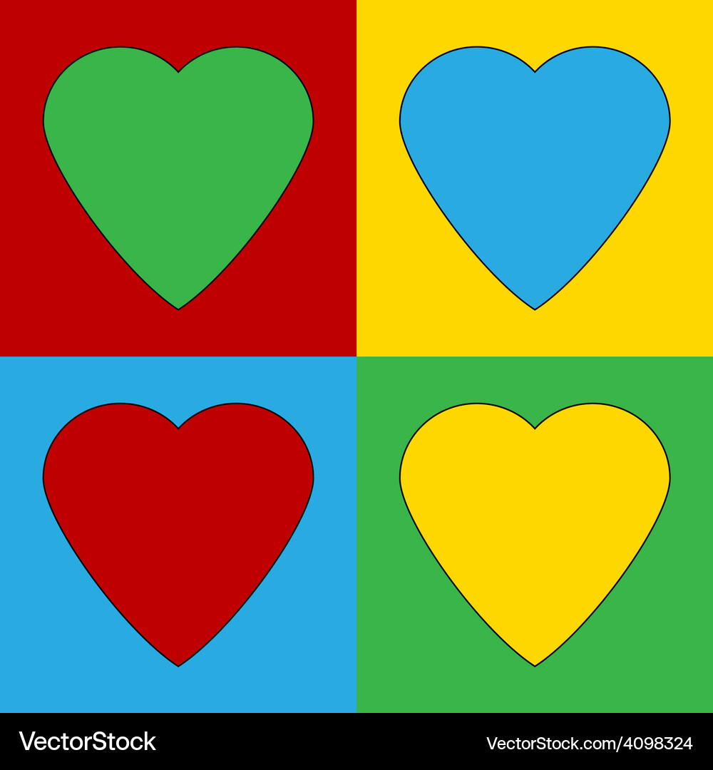 Pop art heart icons Royalty Free Vector Image VectorStock