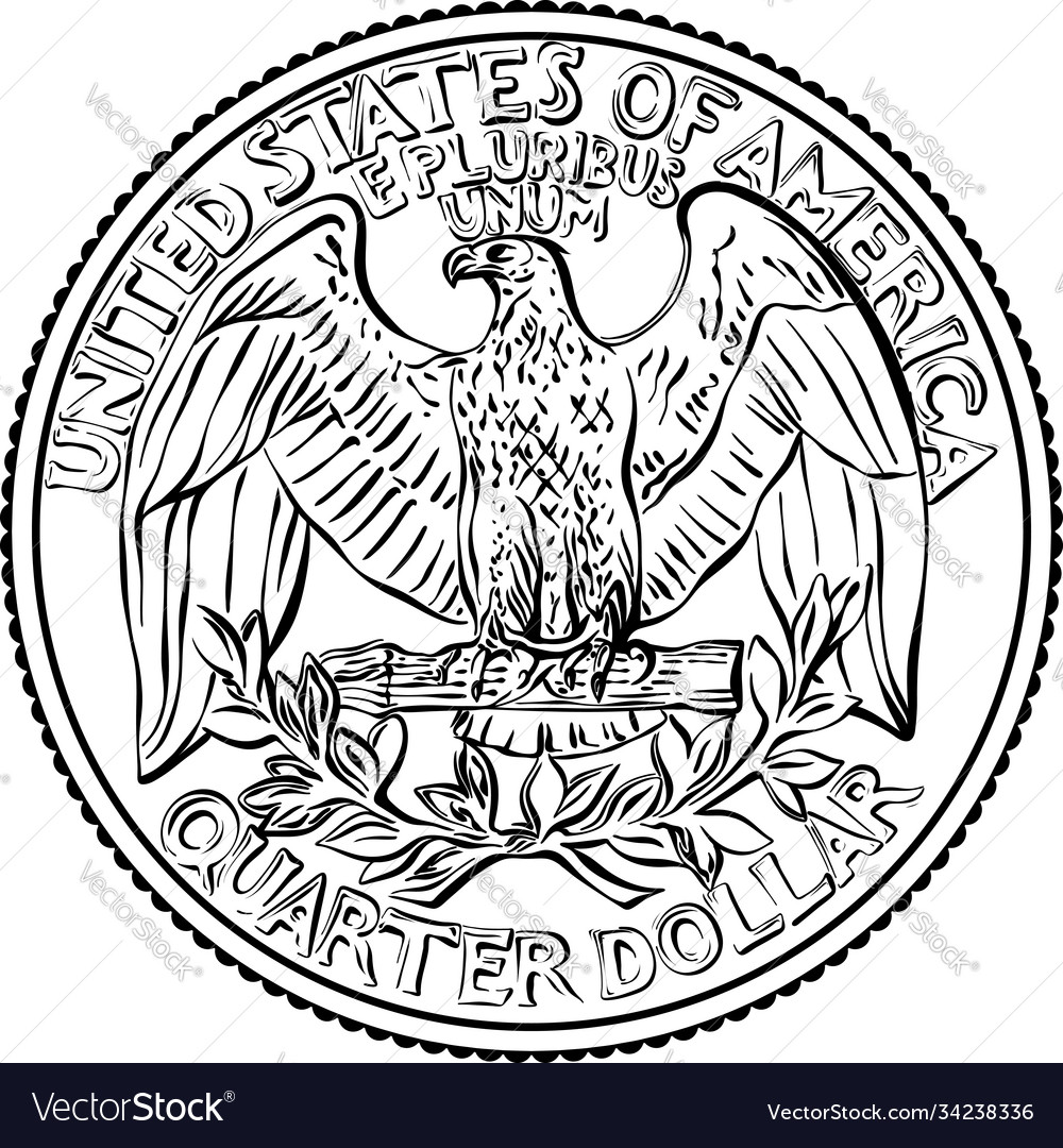 Bald eagle washington quarter 25 cent coin Vector Image