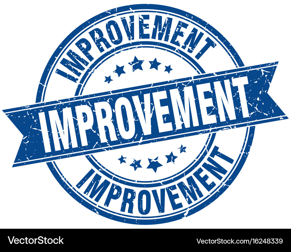 Improvement round grunge ribbon stamp Royalty Free Vector