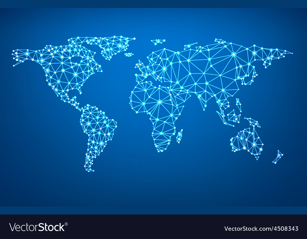 Global Network Mesh Earth Map Royalty Free Vector Image