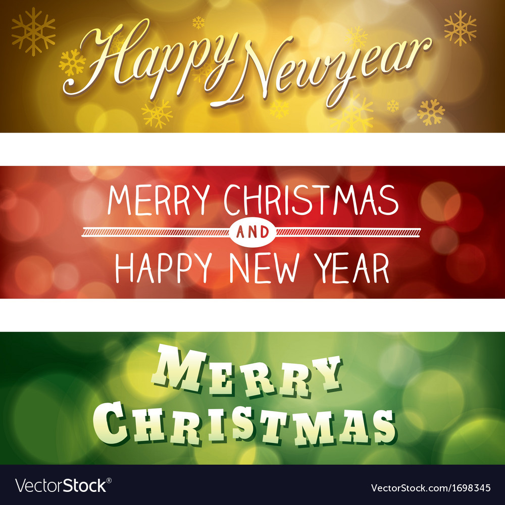 merry christmas and happy new year banner vector image merry banner