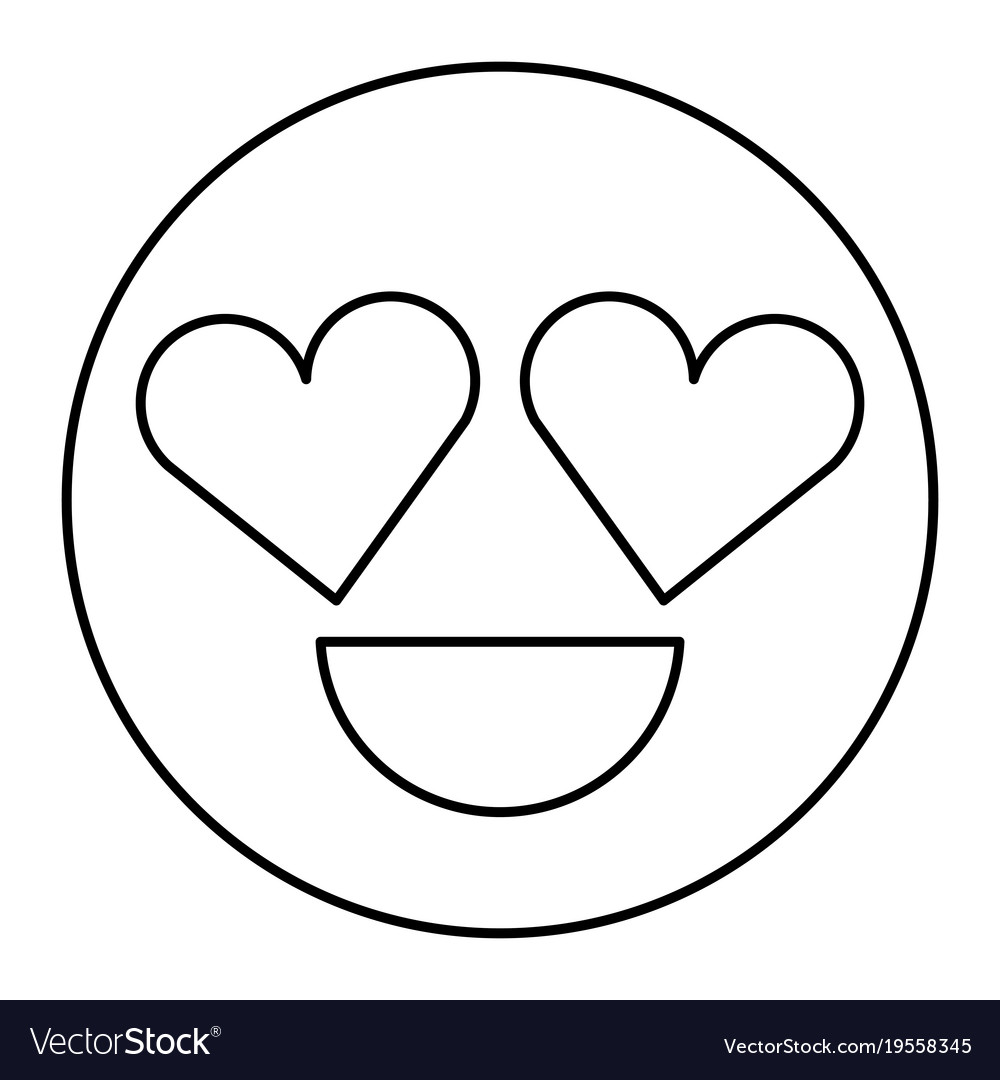 Smile emoticon heart  shape eyes  love Royalty Free Vector