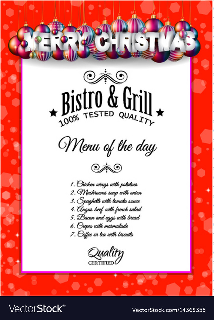 christmas dinner or lunch restaurant menu template vector image
